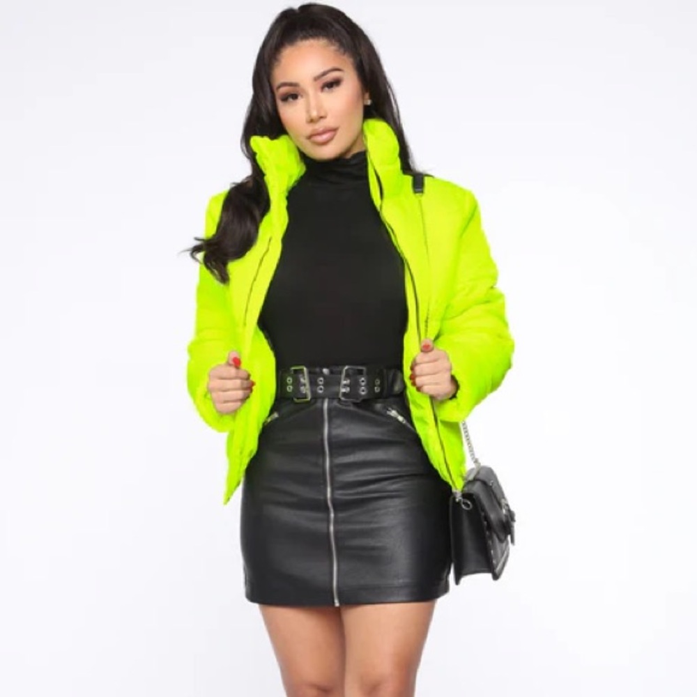 Neon Yellow Women's Puffer Jacket